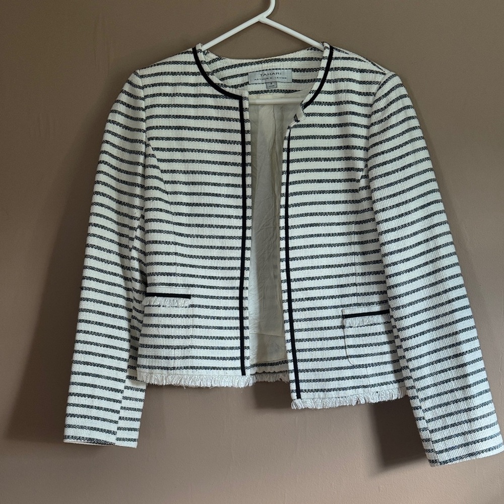 Striped Black and White Women's Blazer